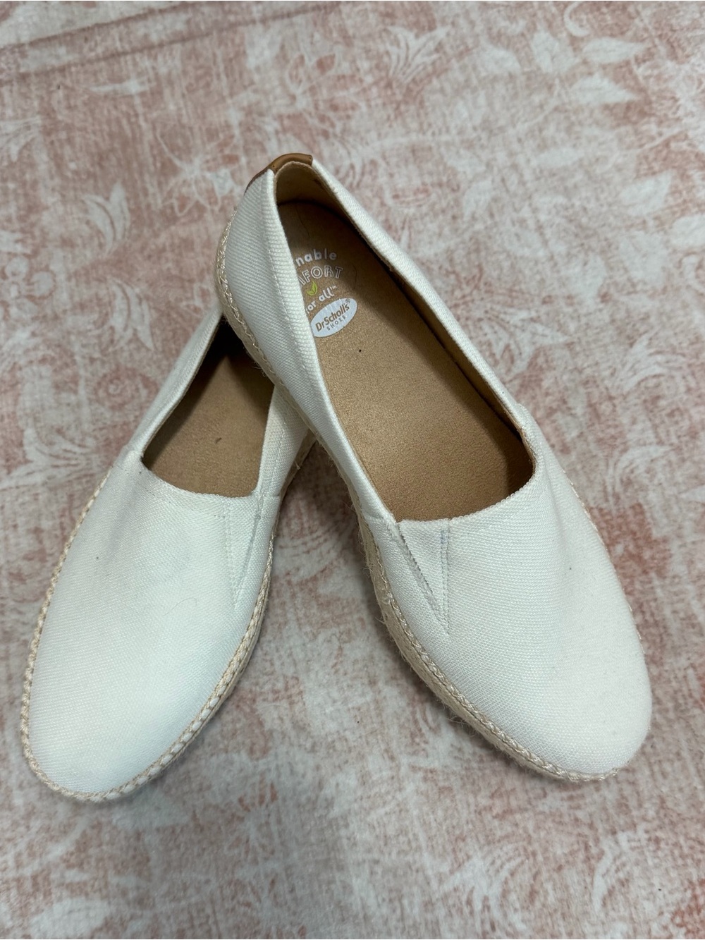 Dr. Scholl’s White Canvas Espadrille Slip-On Flats Women’s 9 Comfort Casual Shoe - Picture 3 of 10